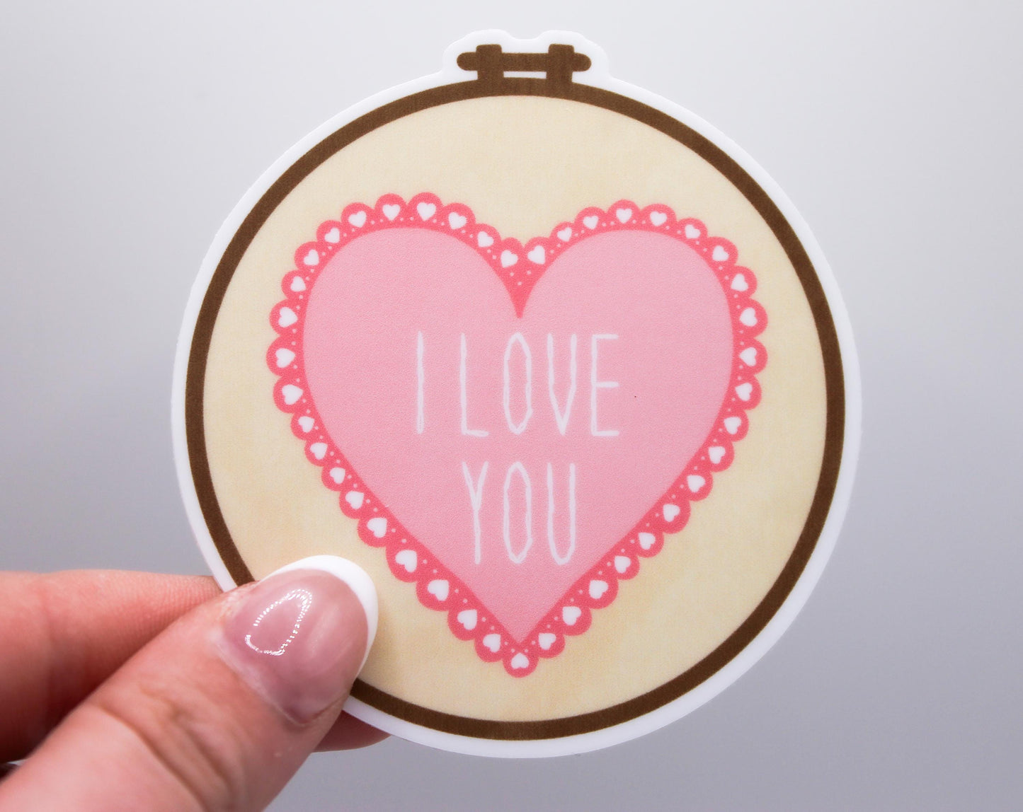 I Love You Embroidery Hoop Sticker