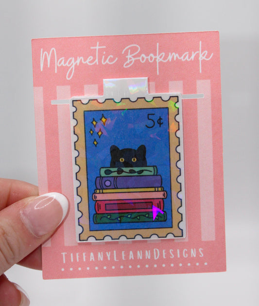 Black Cat Book Lover Magnetic Bookmark