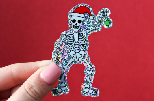Christmas Skeleton Holographic Sticker
