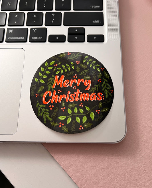 Merry Christmas Floral Sticker