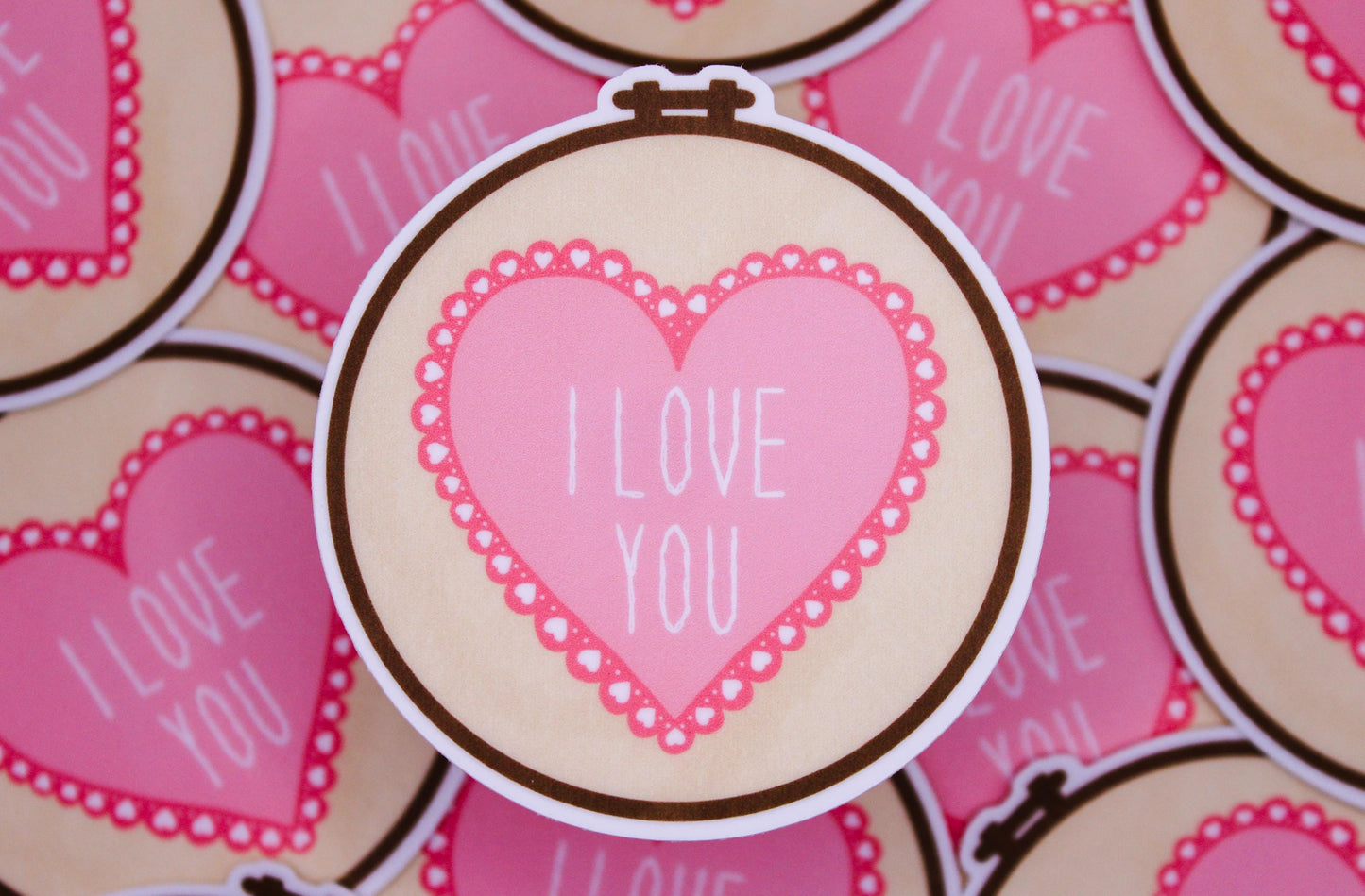 I Love You Embroidery Hoop Sticker